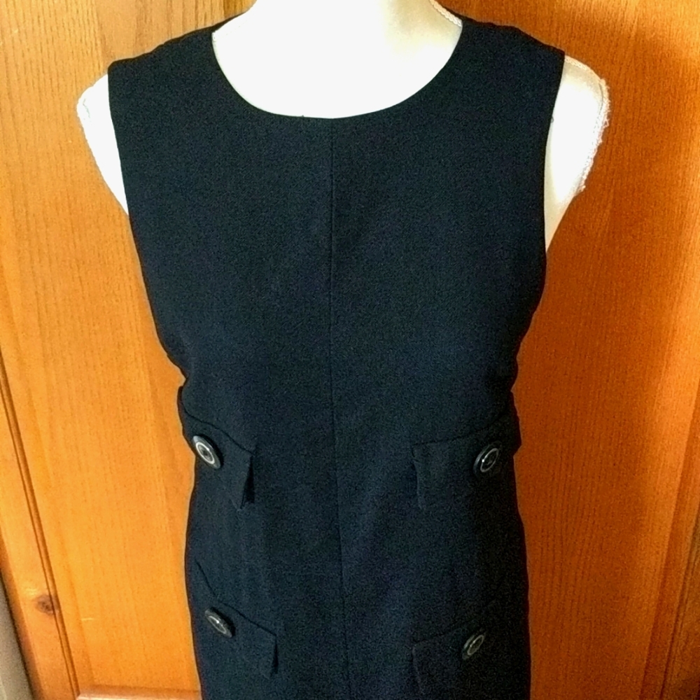 Michael Kors Black Sleeveless Sheath Dress Size 6 Linen Blend
